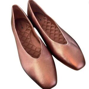 Birdies The Crane Leather Ballet Flats Slip On Square Toe Copper Size 9